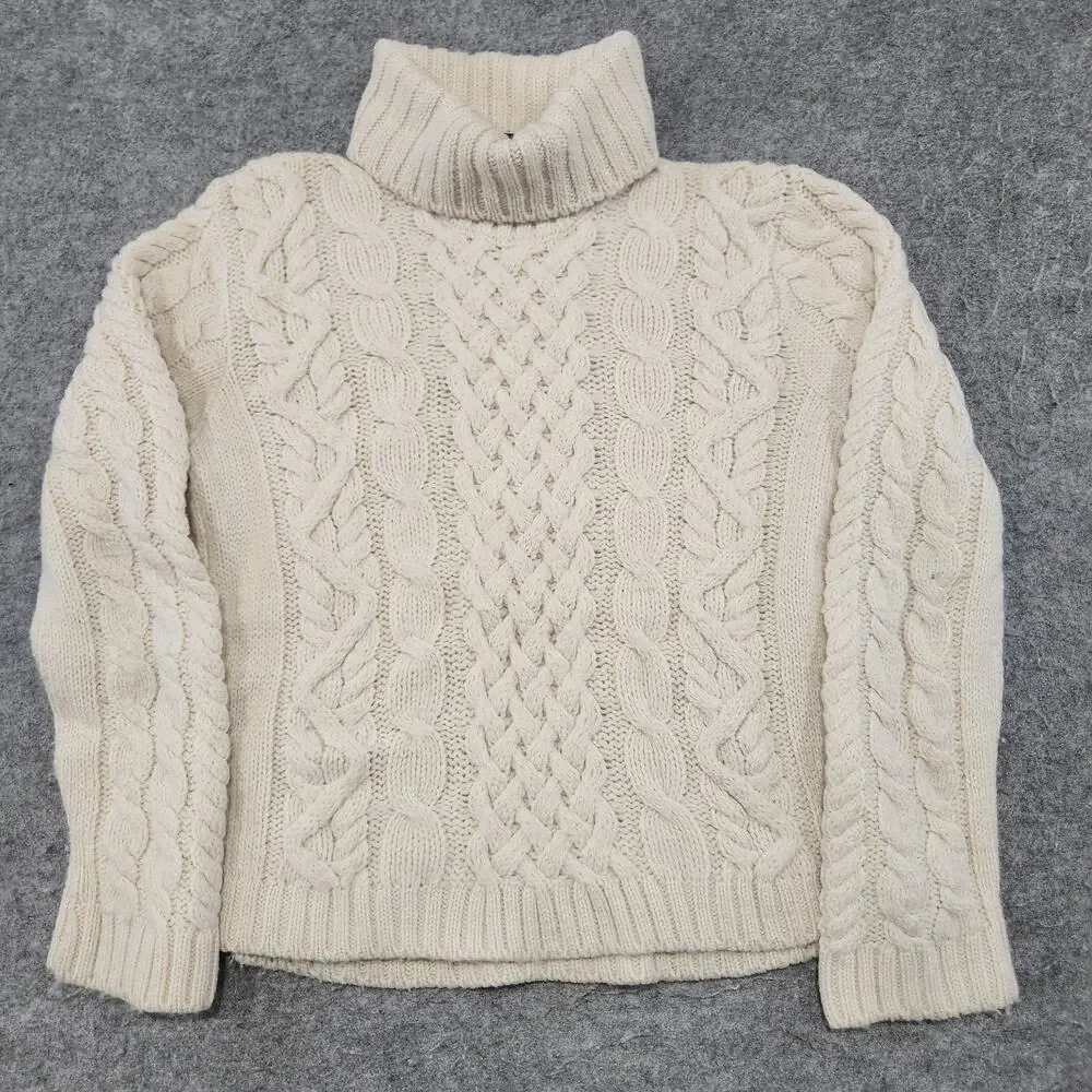 Peregrine Womens‎ S Small 100% Wool England Made Cableknit Turtleneck Sweater